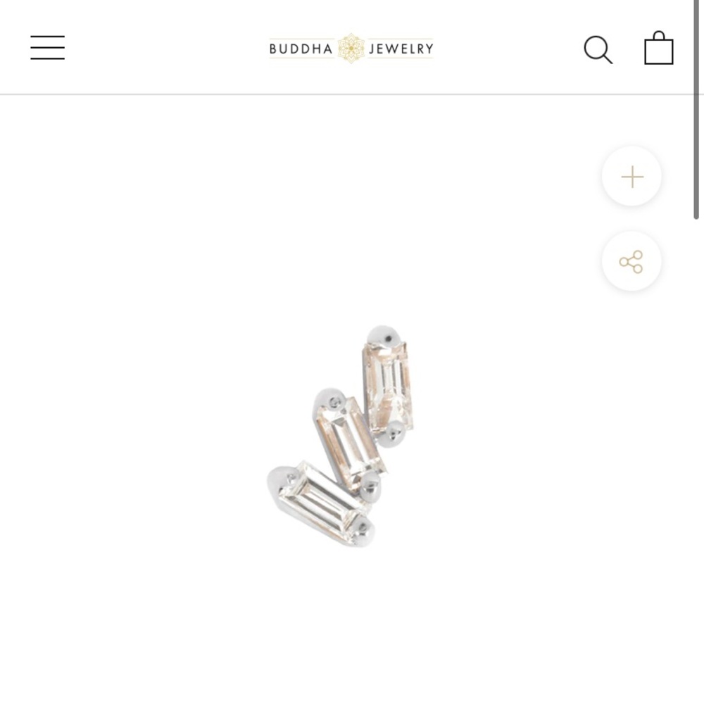 Buddah Jewelry White Topaz Solid White Gold Thread-less End